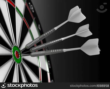 3d render of darts and board