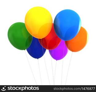 3d render of different colours party baloons