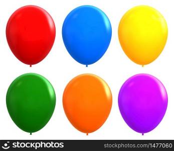 3d render of different colours party baloons