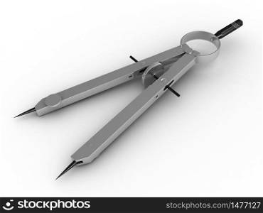 3d render of drawing compass over white background
