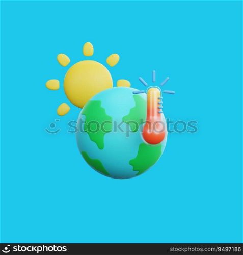 3d render of earth experiencing global warming due to pollution. with the concept of ecology and environmentally friendly.