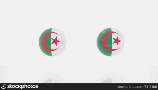 3d render of globe in Algeria flag for icon or symbol.
