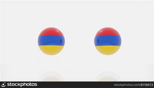 3d render of globe in Armenia flag for icon or symbol.