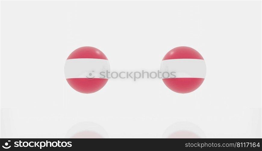 3d render of globe in Austria countries flag for icon or symbol.