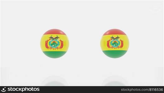 3d render of globe in Bolivia flag for icon or symbol.