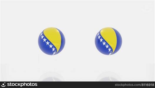 3d render of globe in Bosnia and Herzegovina flag for icon or symbol.