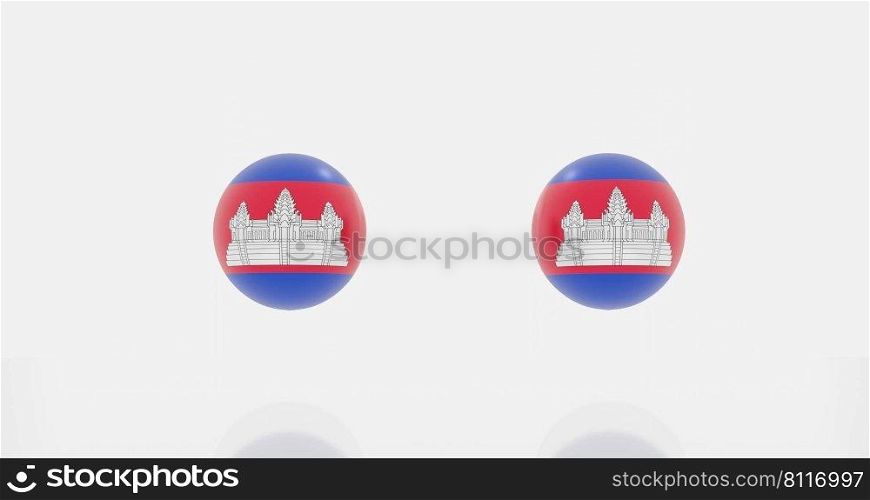 3d render of globe in Cambodia flag for icon or symbol.