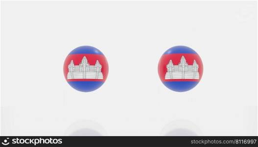 3d render of globe in Cambodia flag for icon or symbol.