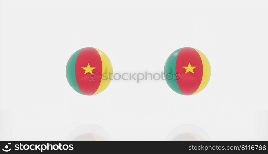 3d render of globe in Cameroon flag for icon or symbol.