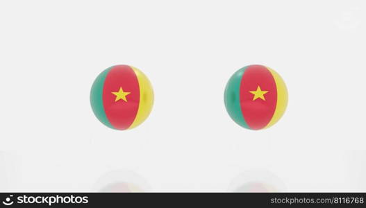 3d render of globe in Cameroon flag for icon or symbol.