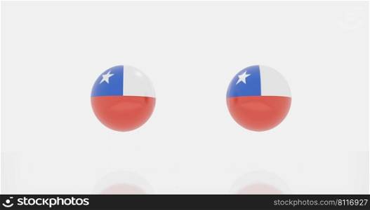 3d render of globe in Chile flag for icon or symbol.