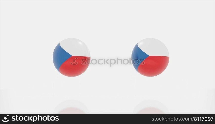 3d render of globe in Czech republic flag for icon or symbol.