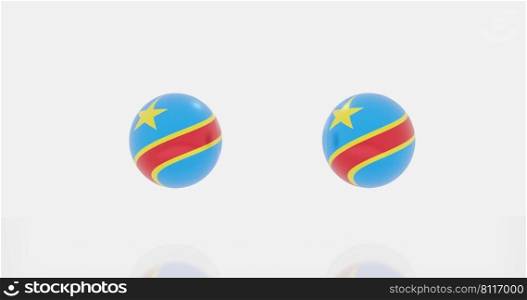 3d render of globe in Democratic republic of the Congo flag for icon or symbol.