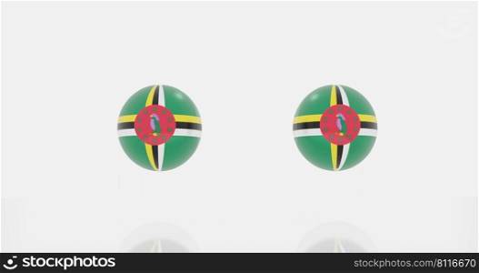3d render of globe in Dominica flag for icon or symbol.