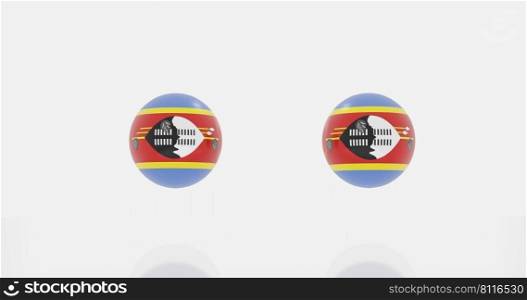 3d render of globe in Eswatini flag for icon or symbol.