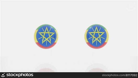 3d render of globe in Ethiopia flag for icon or symbol.
