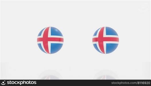 3d render of globe in Iceland flag for icon or symbol.