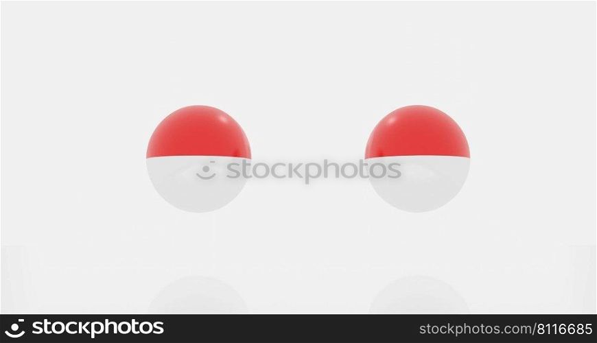 3d render of globe in Indonesia countries flag for icon or symbol.