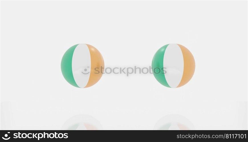 3d render of globe in Ivory coast flag for icon or symbol.