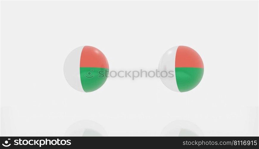 3d render of globe in Madagascar flag for icon or symbol.