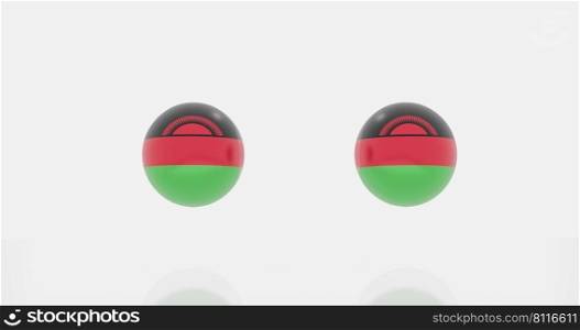 3d render of globe in Malawi flag for icon or symbol.