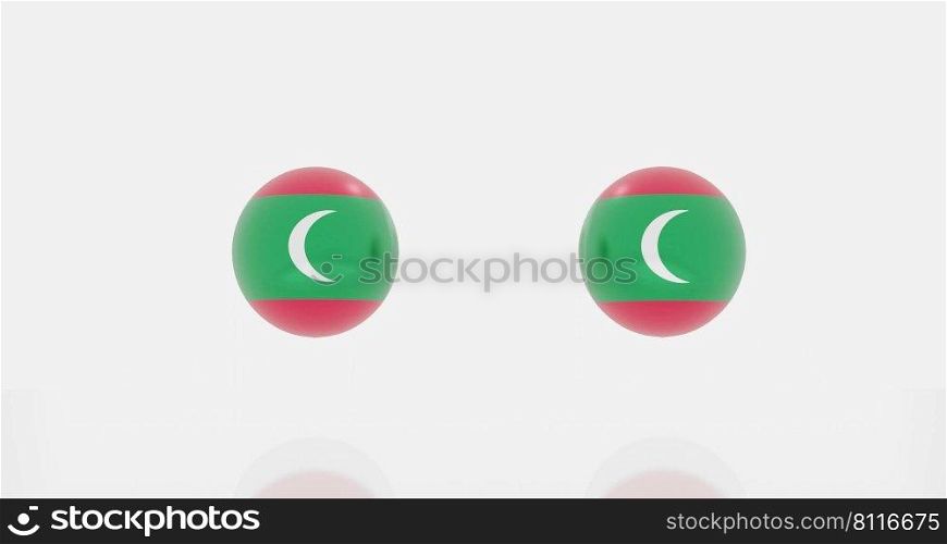 3d render of globe in Maldives flag for icon or symbol.