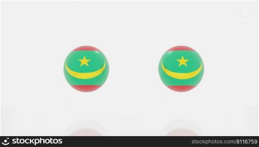 3d render of globe in Mauritania flag for icon or symbol.