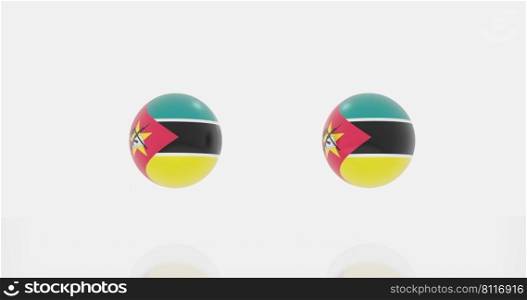 3d render of globe in Mozambique flag for icon or symbol.