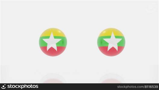 3d render of globe in Myanmar or burma flag for icon or symbol.