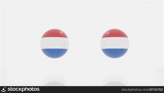 3d render of globe in Netherlands countries flag for icon or symbol.