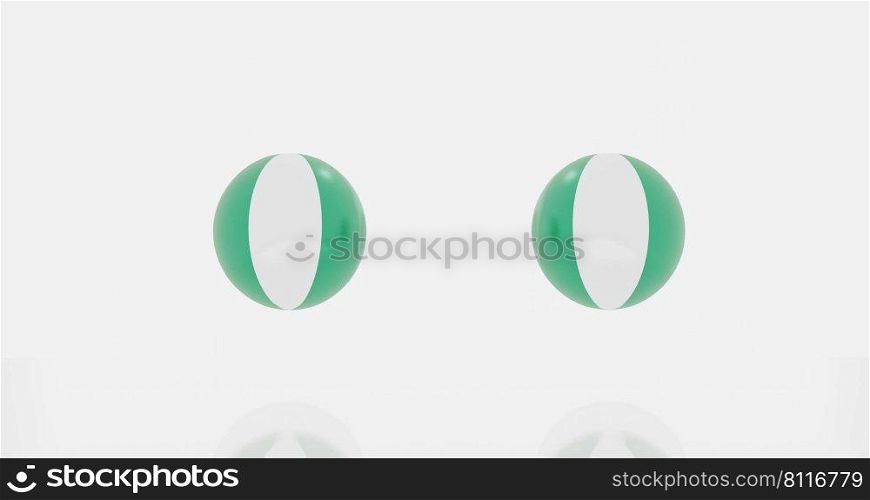3d render of globe in Nigeria countries flag for icon or symbol.