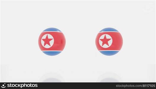 3d render of globe in North Korea countries flag for icon or symbol.