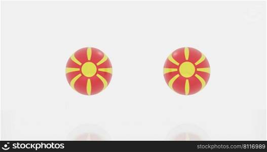 3d render of globe in North Macedonia flag for icon or symbol.