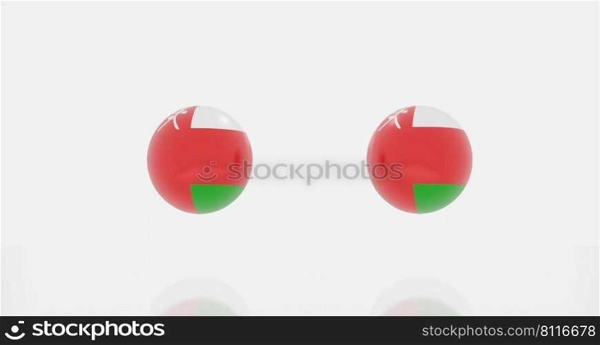 3d render of globe in Oman flag for icon or symbol.