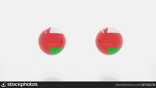 3d render of globe in Oman flag for icon or symbol.