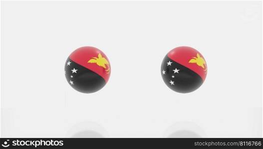 3d render of globe in Papua New Guinea flag for icon or symbol.