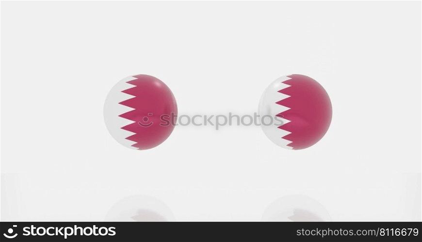 3d render of globe in Qatar flag for icon or symbol.