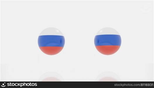 3d render of globe in Russia countries flag for icon or symbol.