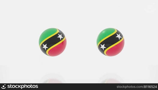 3d render of globe in Saint Kitts and Nevis flag for icon or symbol.