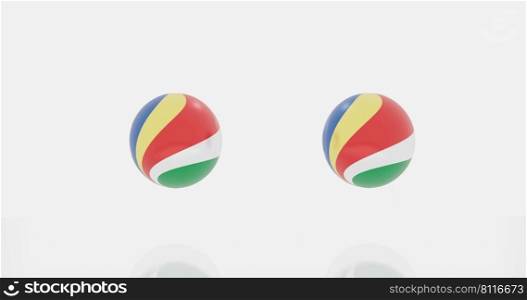 3d render of globe in Seychelles flag for icon or symbol.