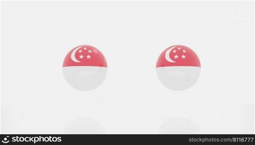 3d render of globe in Singapore flag for icon or symbol.