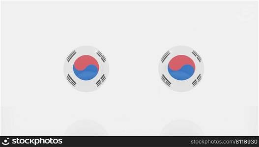 3d render of globe in South Korea countries flag for icon or symbol.