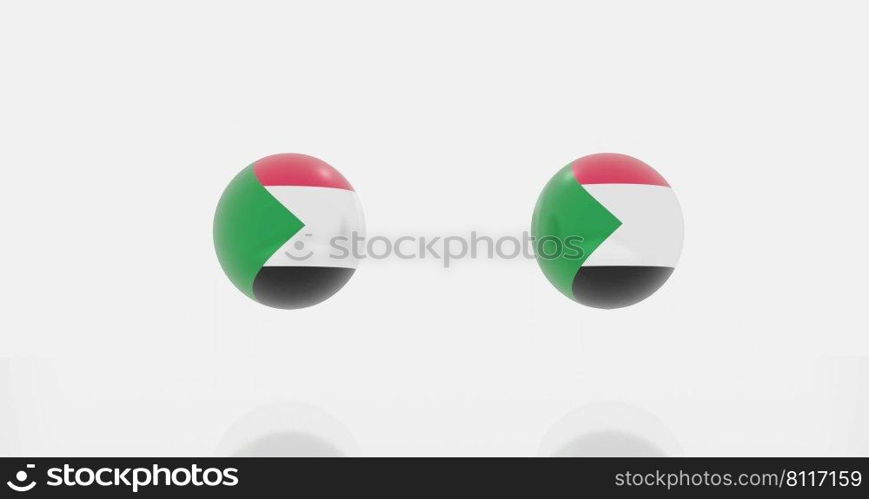 3d render of globe in sudan flag for icon or symbol.