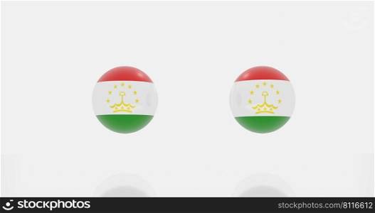 3d render of globe in Tajikistan flag for icon or symbol.