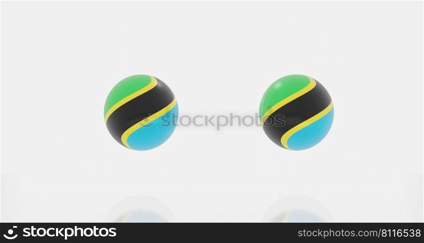 3d render of globe in Tanzania flag for icon or symbol.