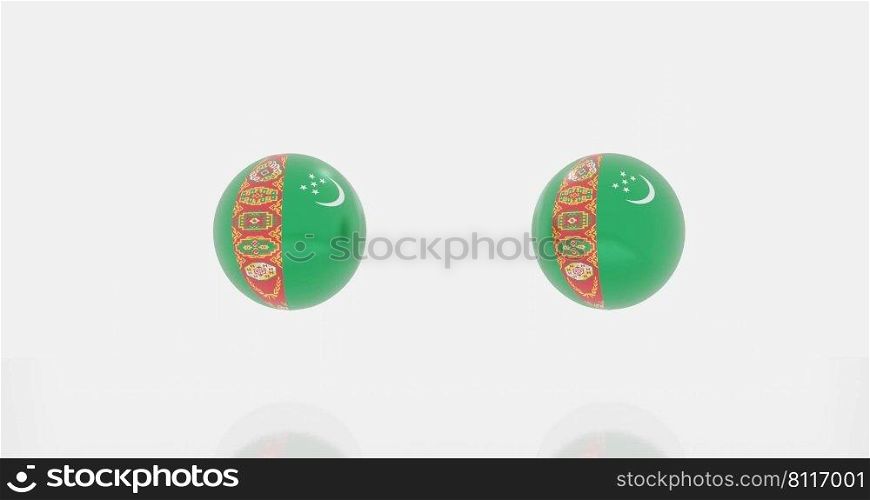 3d render of globe in Turkmenistan flag for icon or symbol.