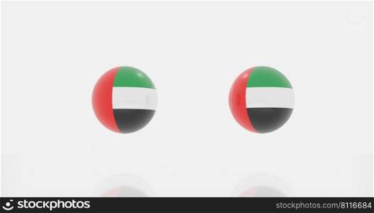 3d render of globe in UAE countries flag for icon or symbol.