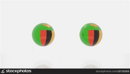 3d render of globe in zambia flag for icon or symbol.