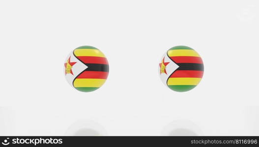 3d render of globe in Zimbabwe flag for icon or symbol.