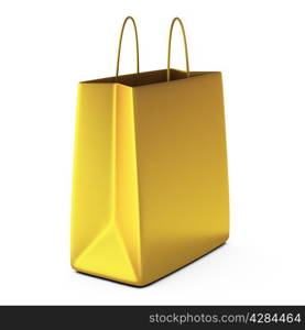 3d render of golden shopping bag